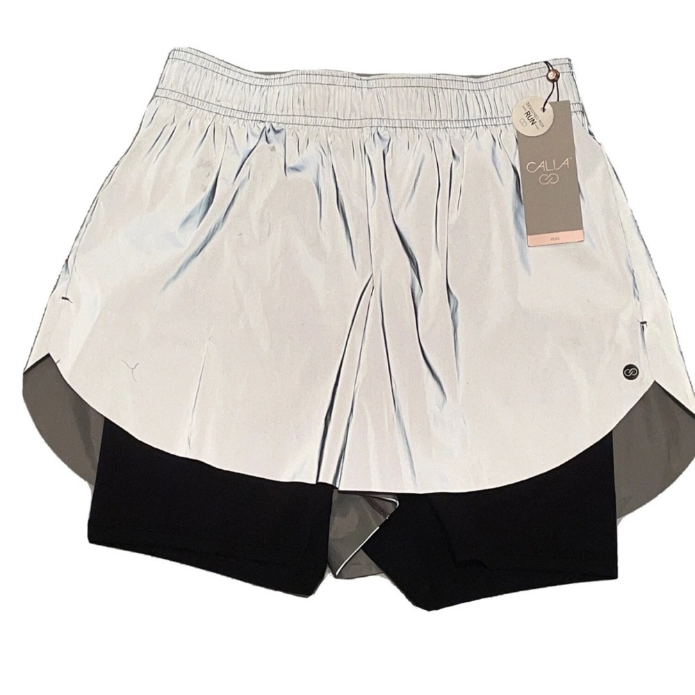 CALIA CARRIE UNDERWOOD 2-IN-1 RUNNING WATERPROOF REFLECTOR SHORTS SZ L